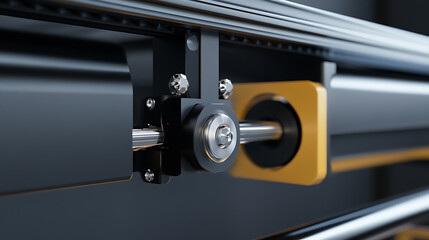 A macro shot showcases the intricate mechanics of a linear bearing, highlighting the precision and engineering of the sliding mechanism.