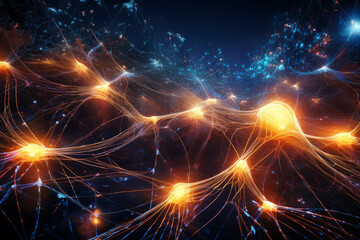 Futuristic AI interface with glowing neural network connections