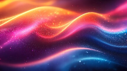 Fototapeta premium Glowing multicolor light trails moving in dark futuristic background design picture