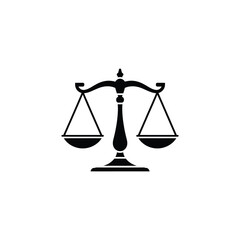 Black Scales of Justice Balance Isolated on Transparent Background Symbol of Law Icon
