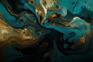 Fluid Gold & Blue Marbling