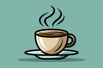 Obraz premium coffee cup with heart and steam vector icon illustration