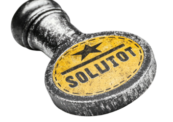 Gray knob with stitched yellow label and black text/star motif