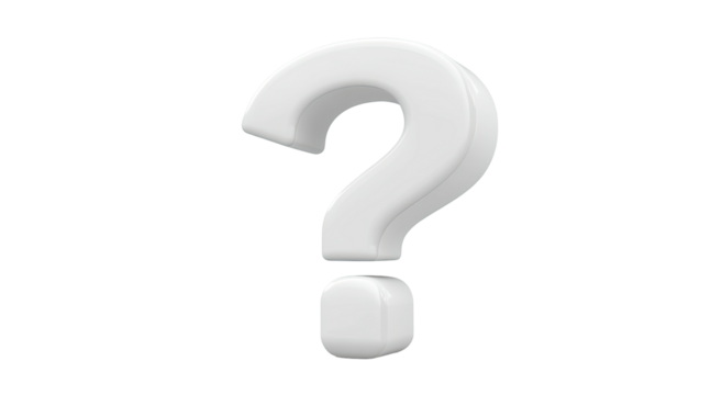 White, puffy question mark isolated against a black background