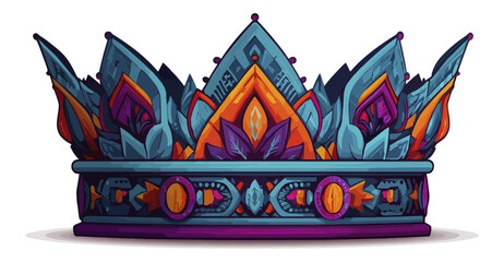 Illustrated decorative crown design with ornate details and colorful accents