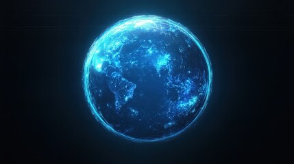 Digital earth with glowing nodes representing global network connections and data communication