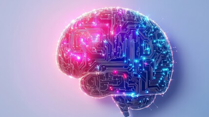 Digital brain with colorful glowing nodes representing artificial intelligence and neural network connections