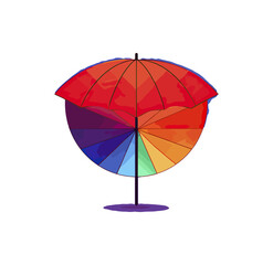 Obraz premium Colorful umbrella and color wheel concept on black background