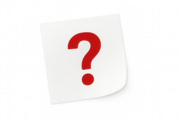 Red question mark on white paper sheet flying, symbolizing problems, queries, doubt, and finding solutions