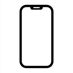 Minimalist smartphone outline, black and white, mobile technology icon