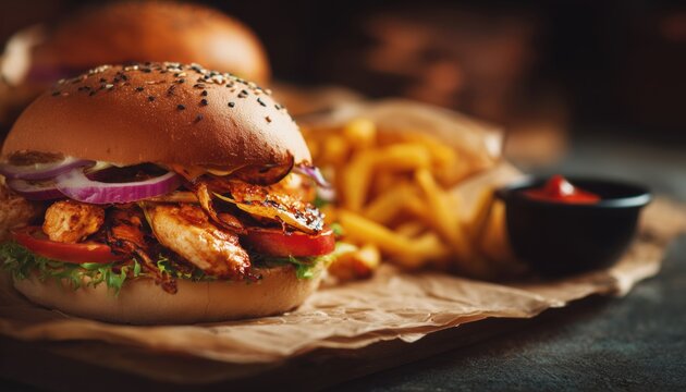 Template For Food Social Media Posts Featuring Junk Food, Burgers, Chicken, And Restaurant Flyers