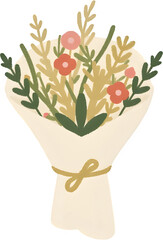 중앙배치된감성야생화다발일러스트