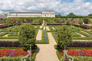 les jardins de Villandry, des jardins dans le style de la Renaissance dans la vallée de la Loire en Touraine , célèbre château de la Loire en France