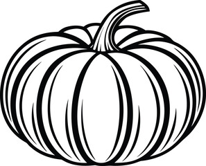 Pumpkin Illustration. Monochrome Pumpkin Design. Halloween Pumpkin Artwork. Autumn Pumpkin Outline Illustration. Minimal Pumpkin Drawing. Pumpkin Silhouette Artwork. Fall Pumpkin Sketch Design