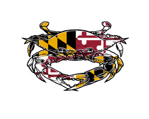 Maryland Flag Crab Emblem Design logo illustration isolated on a transparent background