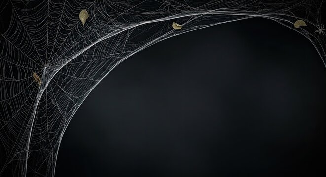 Two spider webs with spiders on a black background.