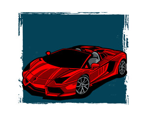 Sleek Red Convertible Sports Car on a Teal Background vehicle isolated on a transparent background