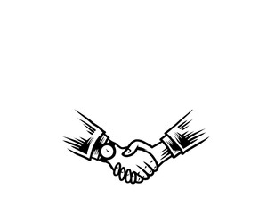 Two hands shaking in a handshake with entrepreneur gang text Keywords: handshake, business isolated on a transparent background
