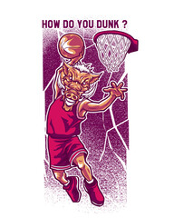 Wild Boar Basketball Player Dunking a Ball Keywords: boar, wild boar, basketball, player, dunk isolated on a transparent background