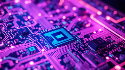 Circuit Board with Neon Lights