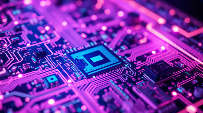 Circuit Board with Neon Lights