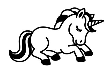 Obraz premium Cute Unicorn Sleeping on Rainbow Cartoon Vector Generative aI