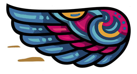Fototapeta premium Abstract wing illustration colorful design element isolated