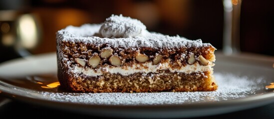 A slice of almond cake