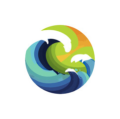 Abstract wave illustration within a circle element