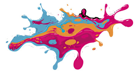 Abstract colorful paint splash on black background