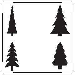 Obraz premium Pine Tree Silhouettes Set - Fir Tree, Evergreen Tree Icons for Forest, Nature, Outdoor, and Environment Design