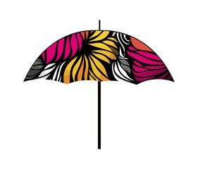 Decorative umbrella illustration isolated on black background floral design