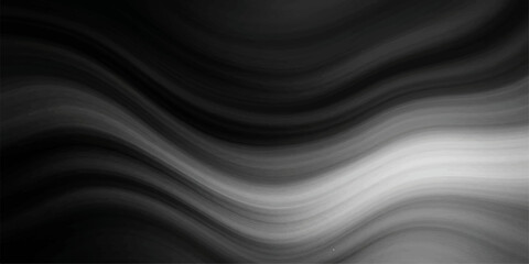 Abstract black and white background with a soft, flowing silk textile pattern, smooth liquid waves, and subtle blue light