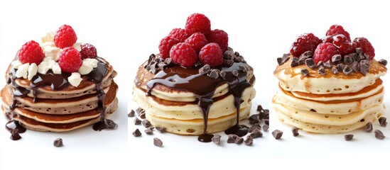 Delicious Chocolate Pancakes with Raspberries