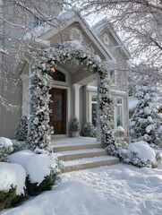 outdoor holiday decorations with a winter wonderland theme