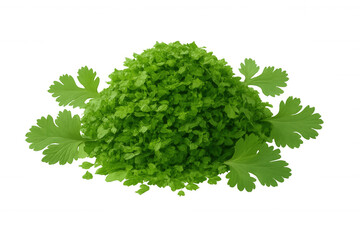 Obraz premium Fresh chopped parsley and green herbs creating a pile of cooking ingredient, transparent background