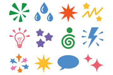 Vector art of set of colorful vector icons for decoration