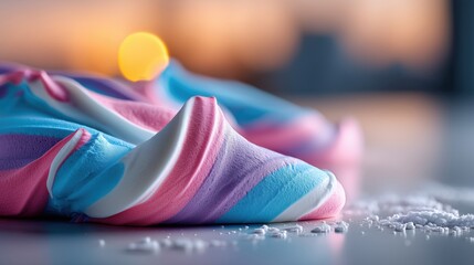 Colorful swirl of fluffy material resembling whipped cream