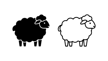 A black sheep silhouette and a white sheep outline icon, side by side on a plain background.