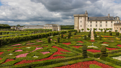 les jardins de Villandry, des jardins dans le style de la Renaissance dans la vallée de la Loire en Touraine , célèbre château de la Loire en France