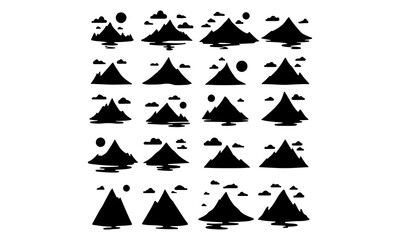 Collection of Hand-Drawn Mountain Peaks and Hill Silhouettes