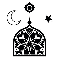 Isra & Miraj Day black color design, solid white background (10).eps