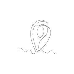 hand drawn doodle GPS map pin icon isolated in continuous line art style