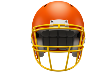 Orange Football Helmet isolated on white and transparent background