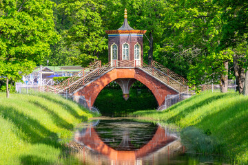 Cross bridge in Alexander park, Pushkin (Tsarskoe Selo), St. Petersburg, Russia