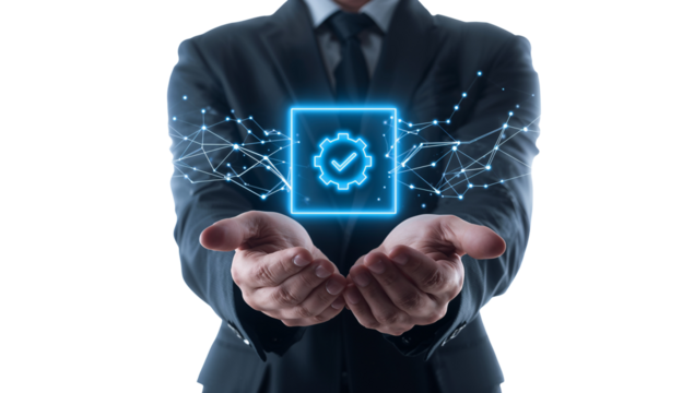 Elevating_Quality_Standards_A_Businessman_Presents_an_Innovative_Quality_Assurance_Solution_Concept_