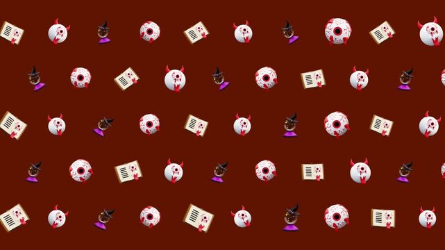 halloween animation pattern bloody eyeball witch hat spellbook spooky horror suitable for spooky backgrounds, event promotions, costume party invitations, and digital art projects