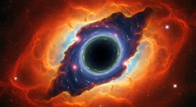 Vibrant Black Hole Illustration with Cosmic Energy and Light.