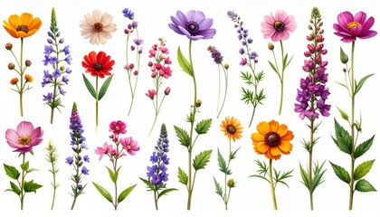 Creative layout made with beautiful red and white flowers on white background.