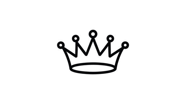 Simple hand drawn outline of a royal crown with five points on a white background